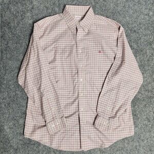 Brooks Brothers Oxford Shirt Men L Red‎ White Plaid Main Store Supima Cotton